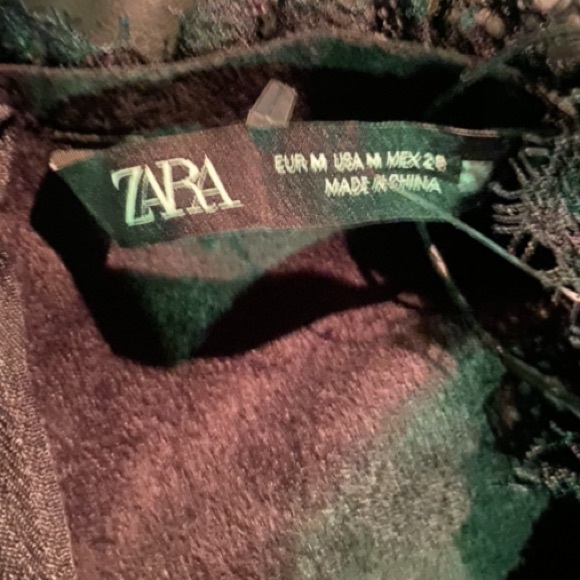 Zara Faux Leather Lace Top Ruffle Sleeve Midi Dress - Picture 8 of 8